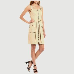 NWT LDT Eileen Sleeveless Square Neck Contrast Trim Zip Front Tank Dress